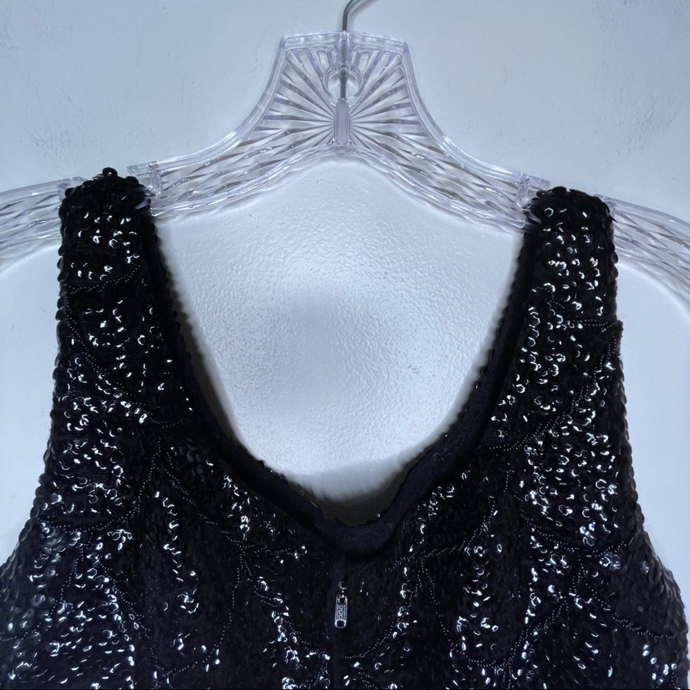 VINTAGE Sequined Black Beaded Evening Sleeveless Top - Picture 5 of 6